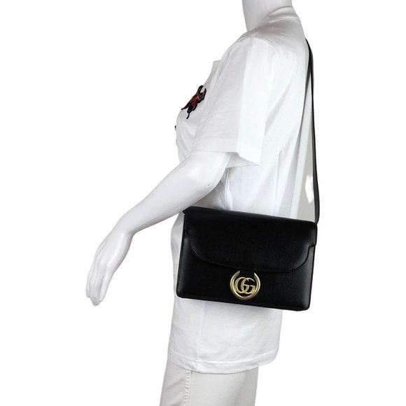 Gucci Women's GG Interlocking Flap Crossbody Bag Black DM1 - Picture 12 of 16